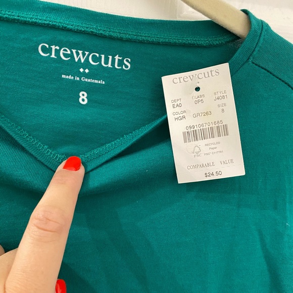New! J crew crewcuts girls teal long sleeve top size 8 - Picture 3 of 5